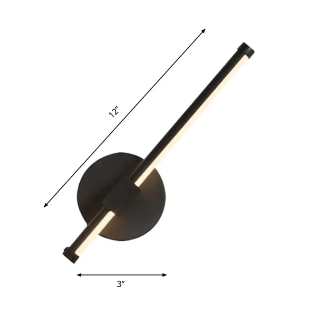 Modern Acrylic Tube Led Wall Lamp: Black Sconce Light With Metal Backplate Warm/White