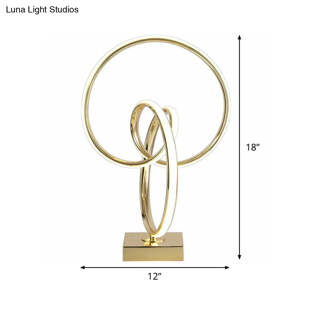 Modern Acrylic Twisted Led Table Lamp In Polished Gold Finish Warm/White Light
