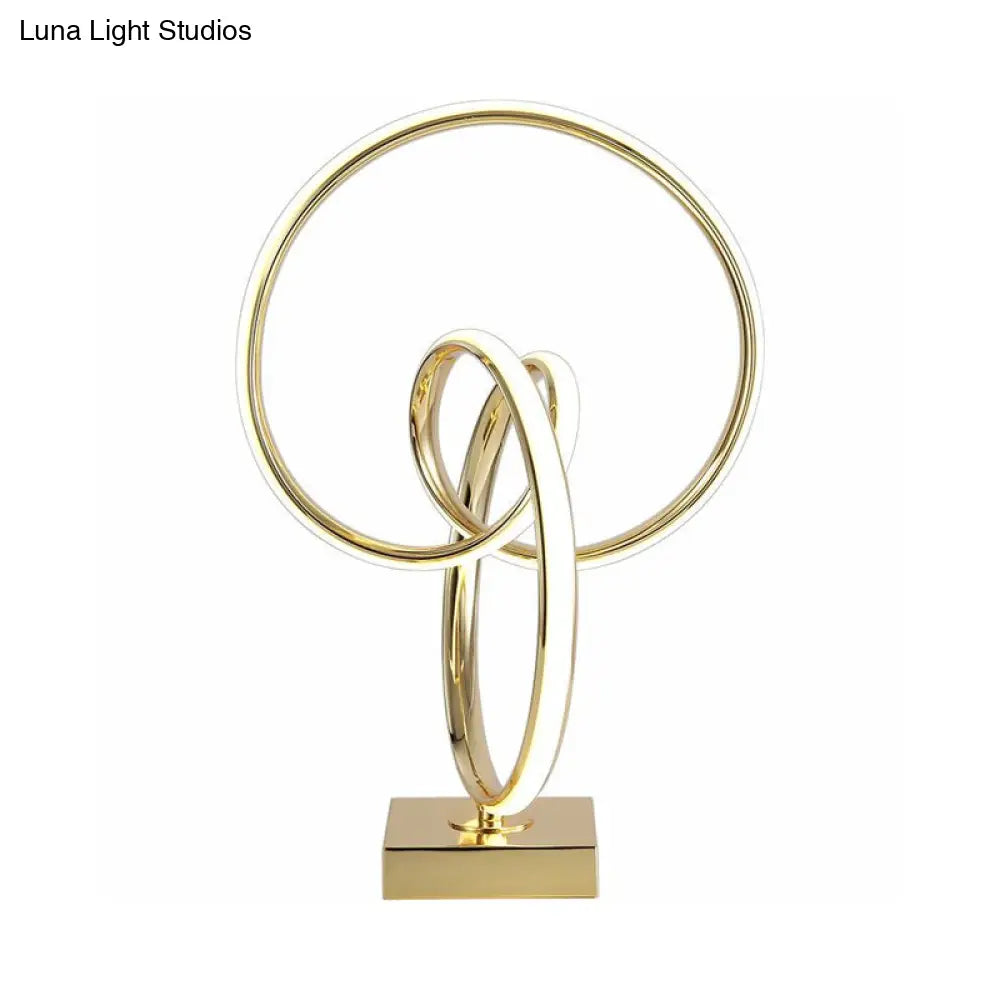 Modern Acrylic Twisted Led Table Lamp In Polished Gold Finish Warm/White Light