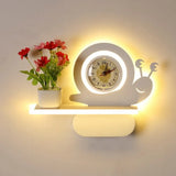 Modern Acrylic Wall Sconce With Shelf - White / Clock