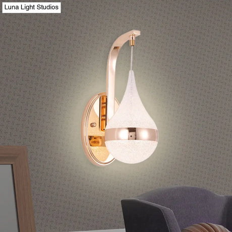 Modern Acrylic Waterdrop Wall Light With Led Gold Backplate - Sconce Lamp