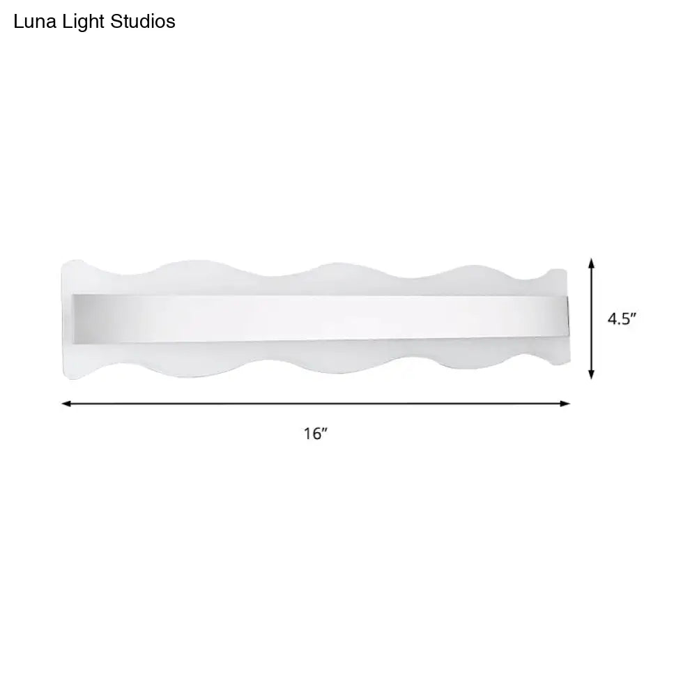 Modern Acrylic Wave Vanity Lighting - Led 16/20 Wide White Sconce Light Fixture White/Warm