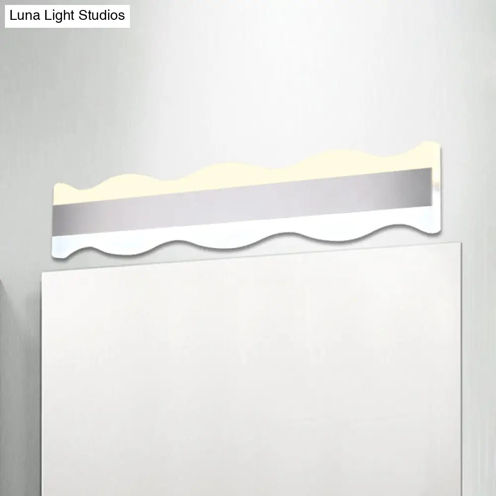 Modern Acrylic Wave Vanity Lighting - Led 16/20 Wide White Sconce Light Fixture White/Warm