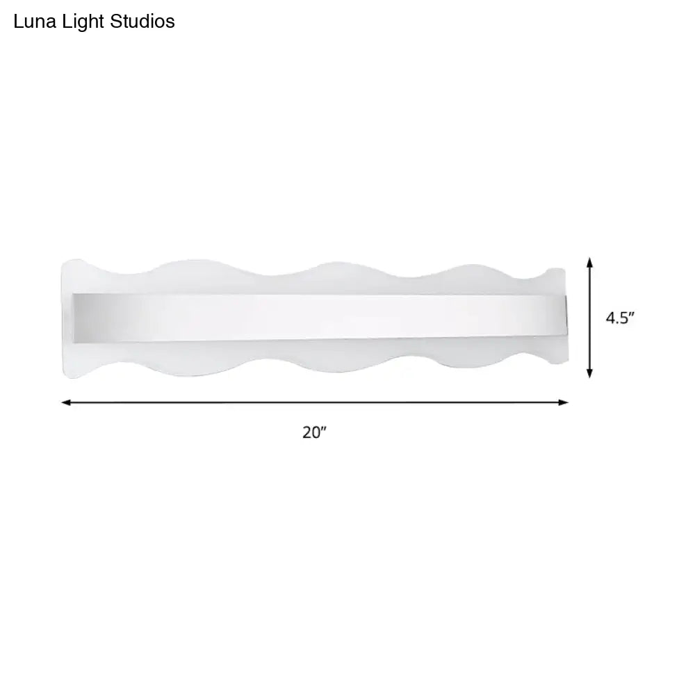 Modern Acrylic Wave Vanity Lighting - Led 16/20 Wide White Sconce Light Fixture White/Warm