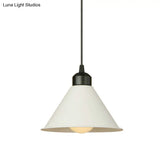 Modern Adjustable Cone Pendant Lamp - Stylish Black/White Metal Ceiling Hanging Light With 1 And