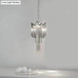Modern Aluminum Chain Tassel Chandelier - Stylish 4-Light Silver Ceiling Light
(Note: The Revised