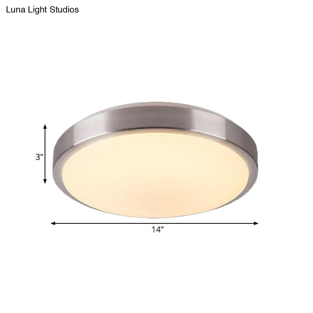 Modern Aluminum Flush Ceiling Light With Acrylic Diffuser - Warm/White Led Silver Finish
