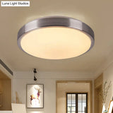 Modern Aluminum Flush Ceiling Light With Acrylic Diffuser - Warm/White Led Silver Finish 8/11.5 Dia.