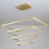 Modern Aluminum Gold Chandelier: Rectangle 4-Tier Led Ceiling Light