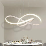 Modern Aluminum Led Chandelier Light For Dining Room - Entwined Design In Black/White/Coffee