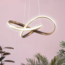 Modern Aluminum Led Chandelier Light For Dining Room - Entwined Design In Black/White/Coffee