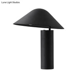 Modern Aluminum Led Mushroom Table Light - Black Bedside Desk Lamp With Iron Cylinder Base