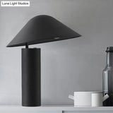 Modern Aluminum Led Mushroom Table Light - Black Bedside Desk Lamp With Iron Cylinder Base