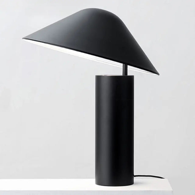 Modern Aluminum Led Mushroom Table Light - Black Bedside Desk Lamp With Iron Cylinder Base