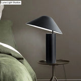 Modern Aluminum Led Mushroom Table Light - Black Bedside Desk Lamp With Iron Cylinder Base