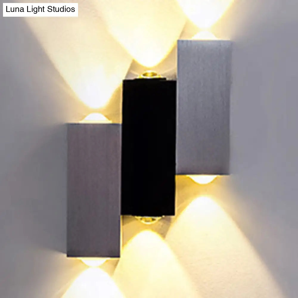 Modern Aluminum Led Wall Sconce In Gray For Porch - Cubic Design Warm/White Lighting