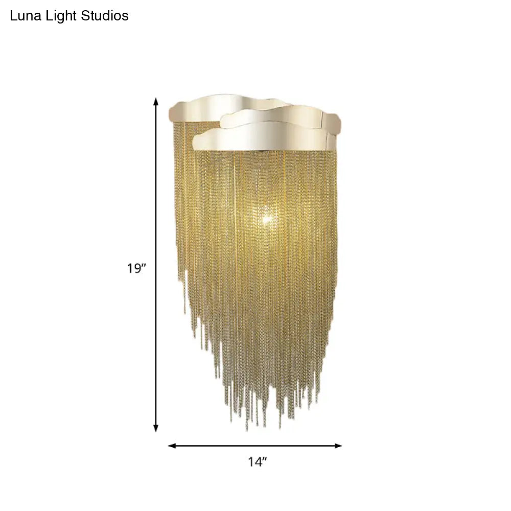 Modern Aluminum Tassel Wall Sconce With 3 Lighting Options In Silver/Gold For Bedside