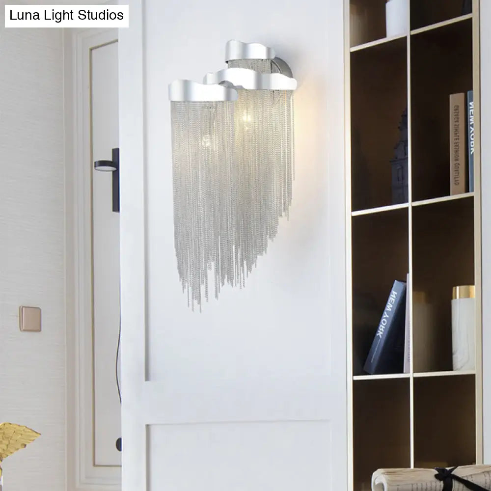 Modern Aluminum Tassel Wall Sconce With 3 Lighting Options In Silver/Gold For Bedside