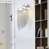 Modern Aluminum Tassel Wall Sconce With 3 Lighting Options In Silver/Gold For Bedside