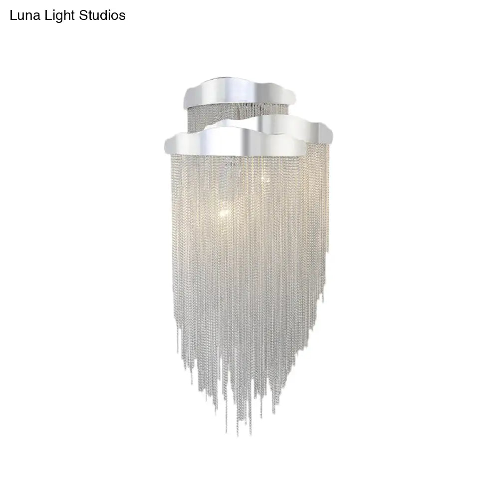Modern Aluminum Tassel Wall Sconce With 3 Lighting Options In Silver/Gold For Bedside