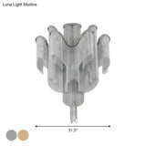 Modern Aluminum Tiered Tassel Semi Flush Led Ceiling Lamp For Living Room