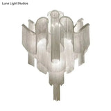 Modern Aluminum Tiered Tassel Semi Flush Led Ceiling Lamp For Living Room