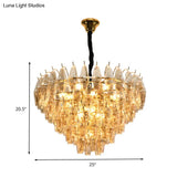 Modern Amber Glass Cone Hanging Ceiling Light With 7/9 Heads - Perfect Chandelier For Living Room