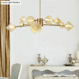 Modern Amber Glass Diamond Chandelier - 12 Head Bedroom Light Fixture