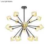 Modern Amber Glass Semi Flush Ceiling Light - 18 Bulbs Perfect For Living Room