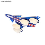 Modern American Style Wood Ceiling Lamp - Plane Shade Study Room Mount 4 Lights