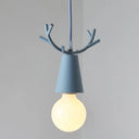 Modern Antler Metal Pendant Light With Open Bulb Design - Nordic Style Blue