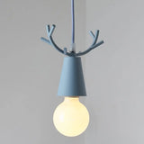 Modern Antler Metal Pendant Light With Open Bulb Design - Nordic Style Blue