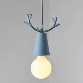 Modern Antler Metal Pendant Light With Open Bulb Design - Nordic Style Blue