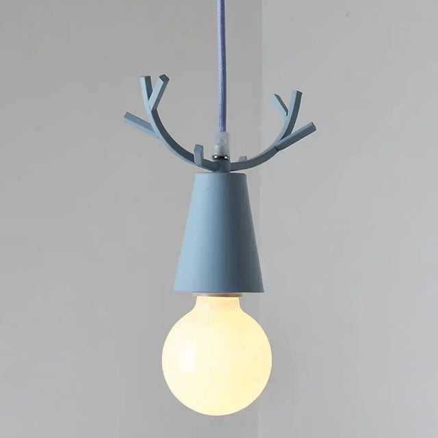 Modern Antler Metal Pendant Light With Open Bulb Design - Nordic Style Blue