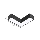 Modern Arrow Metal Flush Mount Led Ceiling Light - 10/14 Wide (White/Black) For Office With Opaline