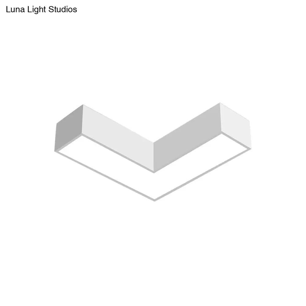 Modern Arrow Metal Flush Mount Led Ceiling Light - 10’/14’ Wide (White/Black) For Office With