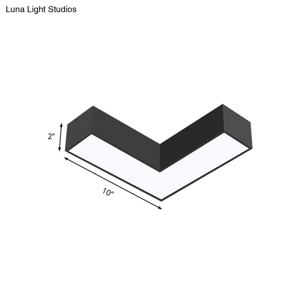 Modern Arrow Metal Flush Mount Led Ceiling Light - 10’/14’ Wide (White/Black) For Office With