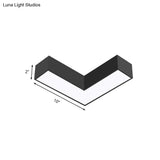 Modern Arrow Metal Flush Mount Led Ceiling Light - 10’/14’ Wide (White/Black) For Office With
