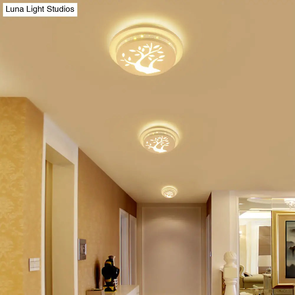 Modern Art Deco Flush Mount Ceiling Light For Hallway - Stylish Circular Acrylic Lamp
