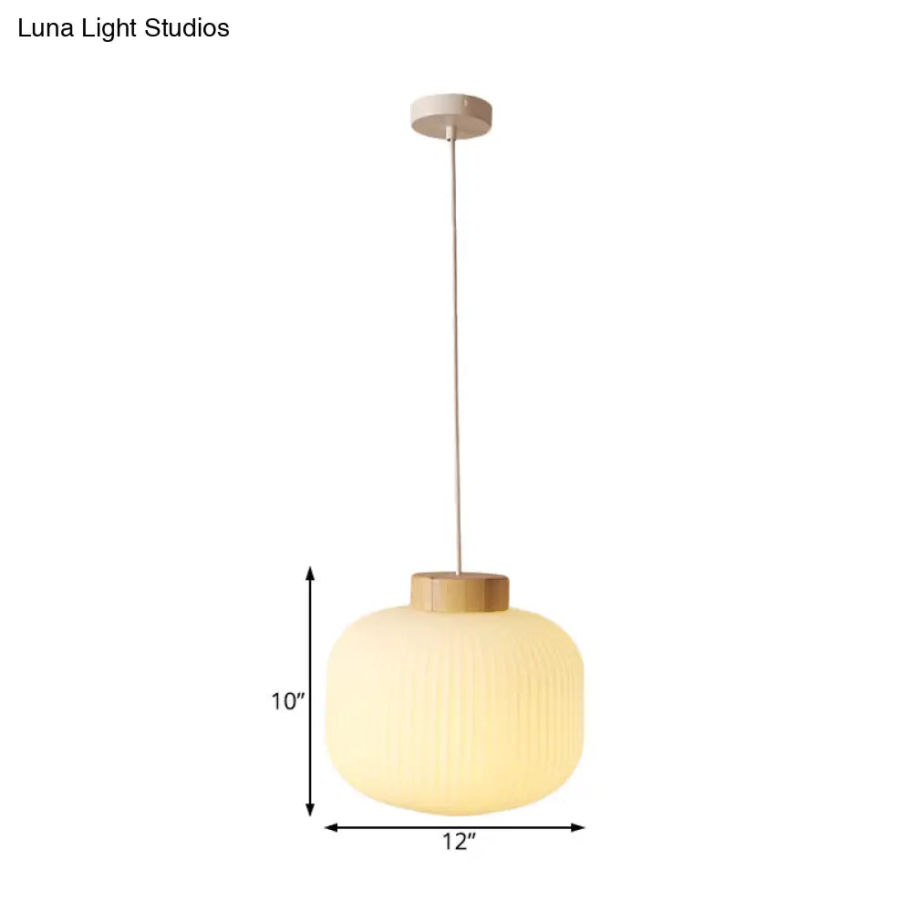 Modern Asian Pendant Lamp with Paper Shade - White Capsule/Drum Ceiling Light for Corridor - Sizes: 5.5’’/8’’/12’’ Wide