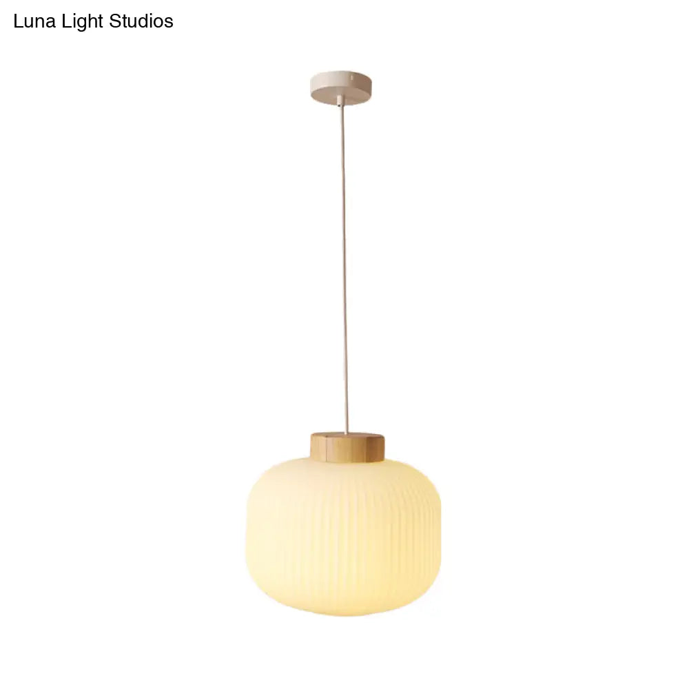 Modern Asian Pendant Lamp with Paper Shade - White Capsule/Drum Ceiling Light for Corridor - Sizes: 5.5’’/8’’/12’’ Wide