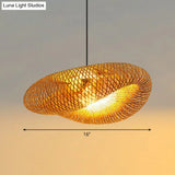 Modern Bamboo Hand-Worked Hanging Ceiling Light - Beige Pendant Lamp With 1 Bulb