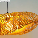 Modern Bamboo Hand-Worked Hanging Ceiling Light - Beige Pendant Lamp With 1 Bulb