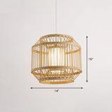 Modern Bamboo Hanging Pendant Light - Elegant Single Restaurant Ceiling Lamp In Wood / 16’ Prismatic