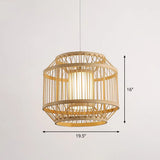 Modern Bamboo Hanging Pendant Light - Elegant Single Restaurant Ceiling Lamp In Wood / 19.5’