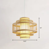 Modern Bamboo Hanging Pendant Light - Elegant Single Restaurant Ceiling Lamp In Wood / 19.5’ Round