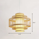 Modern Bamboo Hanging Pendant Light - Elegant Single Restaurant Ceiling Lamp In Wood / 31.5’ Round