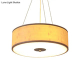 Modern Bamboo Pendant Light With Drum Shade - Handcrafted Wood Ceiling Lamp