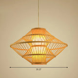 Modern Bamboo Rhombus Pendant Light For Restaurant Ceiling Wood / 31.5’