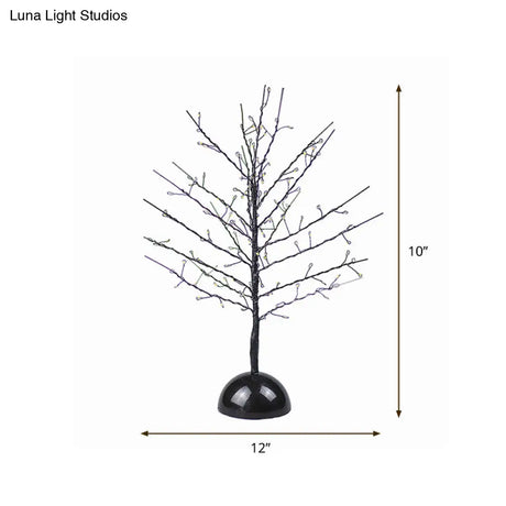 Modern Battery Table Lamp - Tree Shaped Metallic Led Standing Light In Black For Living Room